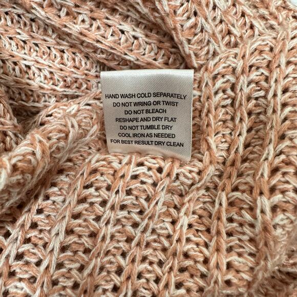 PINK ROSE Peach Knit Sweater Open Front High Low Cardigan L - Picture 5 of 5